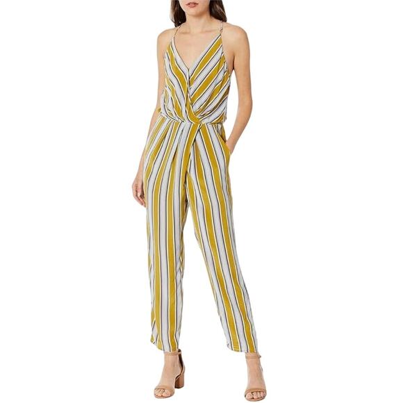 ASTR the Label V-Neck Wrap Top Jumpsuit S Moss Green Sleeveless Wrap Beach NWT - Picture 3 of 15